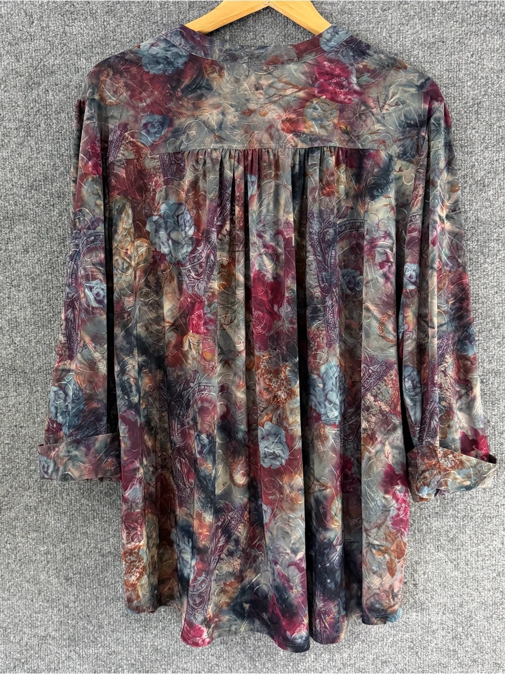 Cocomo Womens Dark Floral 3/4 Sleeve Top Size 3X Multicolor Office Stretch - Picture 2 of 7